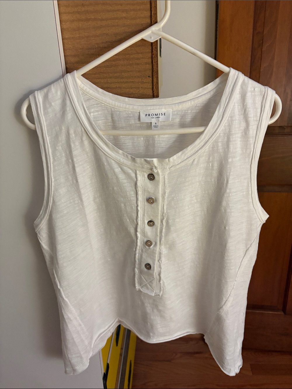 Promise White Button-Front Sleeveless Tank